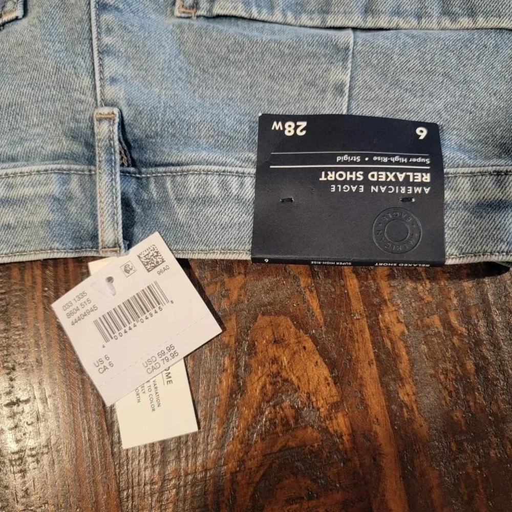New American Eagle relaxed strigid shorts super high rise‎ size 6/28 womens new - Picture 7 of 7